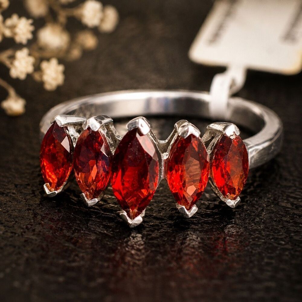 Karis Garnet Ring Size 7 - Marquise Stones, January Birthstone